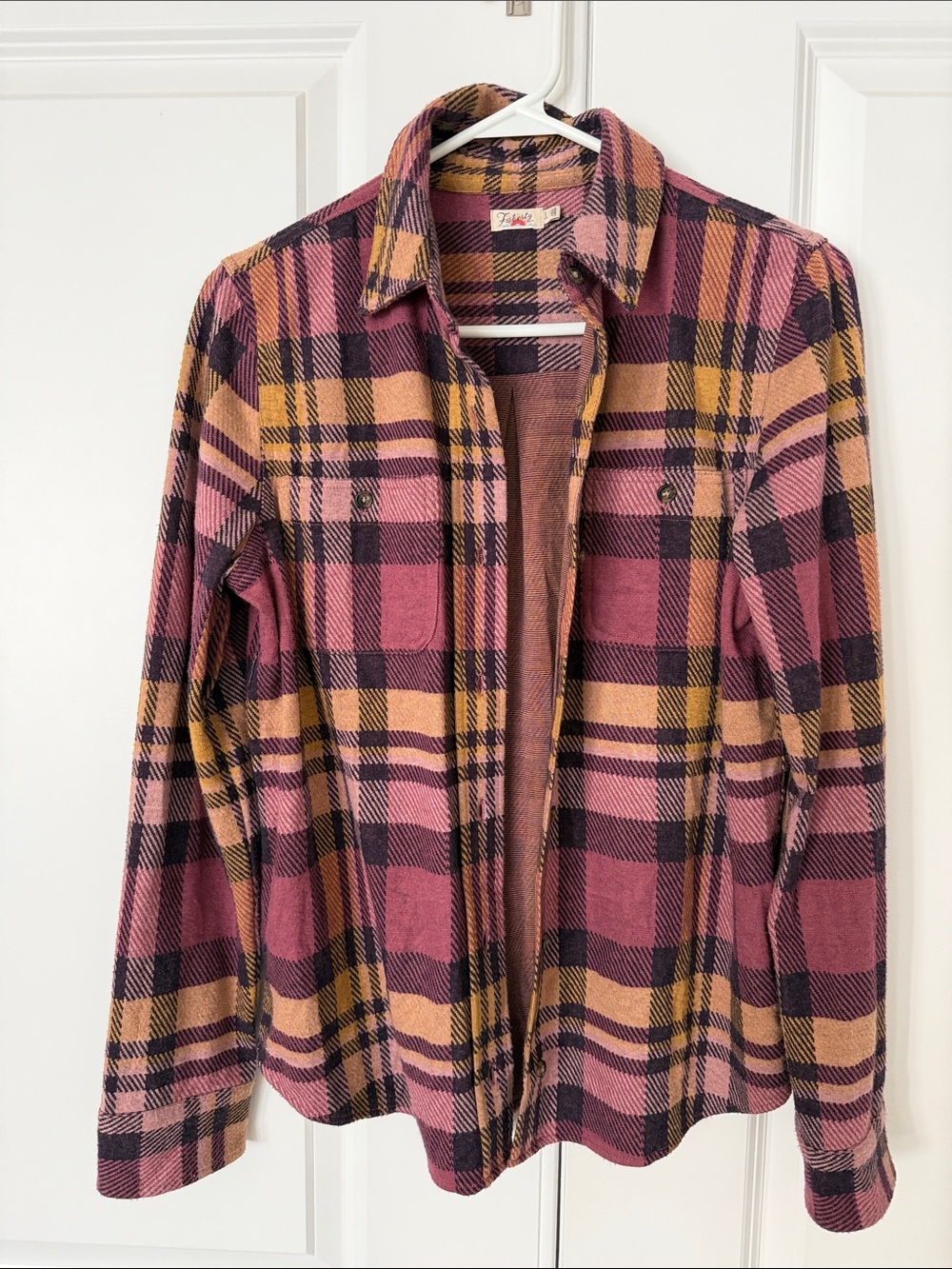 Faherty Pink & Tan Plaid Flannel
